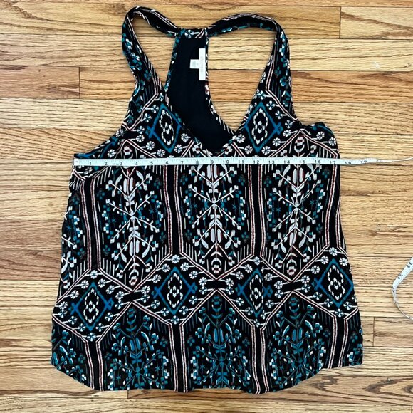 ELLA MOSS Racerback Tank Blouse | Boho Geometric Print Sleeveless Top | Size M - Picture 12 of 13